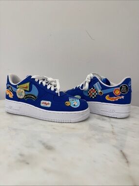 Nike Air Force 1 Low Los Angeles Patched Up Blue Sneakers Youth Size 5.5Y